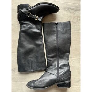 Lauren Ralph Lauren Mila Tall Boots Womens 9B Black Leather Riding Zip Up